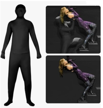 Niewidzialny płaszcz strój body 190 cm kostium halloween czarny duch