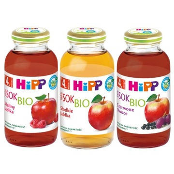 HiPP BIO sok 100% po 4 m-cu, mix smaków, 3x200ml