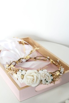 Элегантный регулируемый золотой венок для причастия ручной работы.