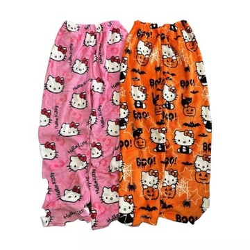 kobieta flanela spodnie od piżamy hello kitty halloween ciepły wygodne r.XL
