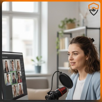 Mikrofon do Komputera Studyjny EUROLOOK Gamingowy USB Statyw RGB