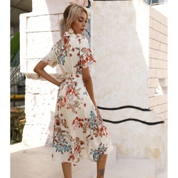 элегантные винтажные женские платья с цветочным принтом, летнее платье миди в стиле бохо