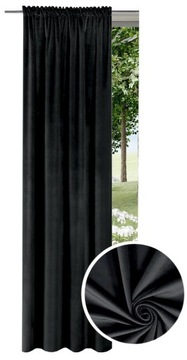 ZASŁONY WELUROWE 140x250 CZARNE WELUR Zasłona
