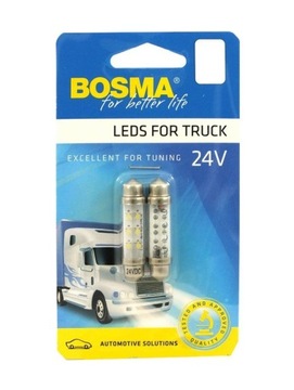 ŻARÓWKA 24V 6xLED SV8,5 10x42mm BIAŁA 6000K 2 szt