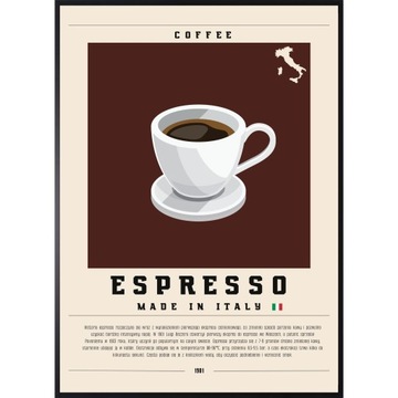 PLAKAT 40x50 KAWA COFFEE ESPRESSO BRĄZ BRĄZOWY BEŻ RETRO KUCHNIA KAWIARNIA