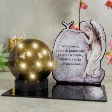 СОЛНЕЧНАЯ СВЕЧА LED СТАТУЭТКА ДЛЯ КЛАДБИЩА МОГИЛА БОЛЬШОЙ ШАР Ангела Черный