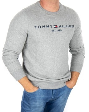 BLUZA TOMMY HILFIGER MĘSKA DUŻE LOGO KLASYCZNA SZARA XL