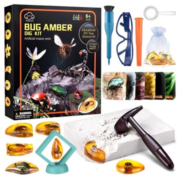 WYKOPALISKA SKAMIELINY OWADKÓW BURSZTYNÓW ZESTAW ARCHEOLOGICZNY BURSZTYN