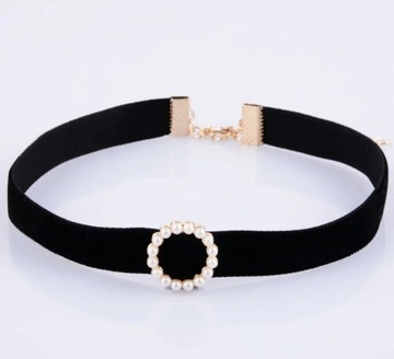 Simple Vintage Velvet Pearl Choker Short Black Clavicle Collar Necklace