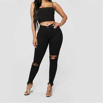 Black and White Ripped Jeans For women Slim denim