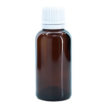 Butelka szklana 30 ml brązowa z nakrętką białą