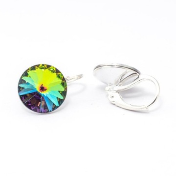 Srebrne 925 kolczyki z kr. Swarovski Rivoli 12 VM