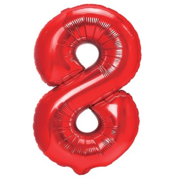 Balon foliowy cyfra 8 czerwony duży 100cm Urodziny