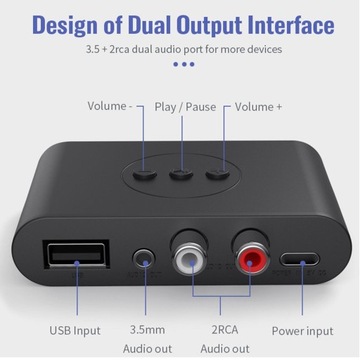 Приемник Bluetooth 5.0, адаптер RCA USB 3,5 мм