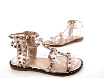 ЖЕНСКИЕ САНДАЛИИ ЦВЕТА ШАМПАНСКОГО С ШИПАМИ R38