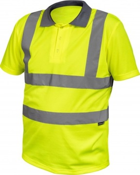 KOSZULKA POLO ROBOCZA MĘSKA ODBLASKOWA OSTRZEGAWCZA ŻÓŁTA WYSOKA JAKOŚĆ 3XL