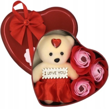МИШКА ТЕДДИ МЫЛЬНЫЕ РОЗЫ ПОДАРОК ​​НА ДЕНЬ СВЯТОГО ВАЛЕНТИНА ПОДАРОК ​​НА ЖЕНСКИЙ ДЕНЬ ЦВЕТОЧНАЯ КОРОБКА