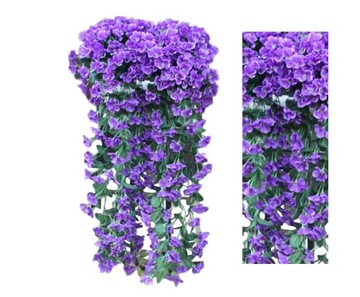 Искусственные цветы, цветочная гирлянда, подвесная, искусственная сурфиния, фиолетовая.