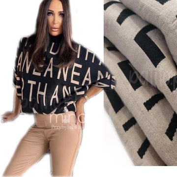 MINOUU SWETER SWETEREK LETTER BEIGE literki UNI