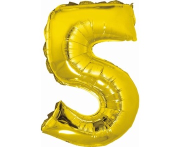 Balon foliowy urodzinowy cyfra 5 złoty 35 cm