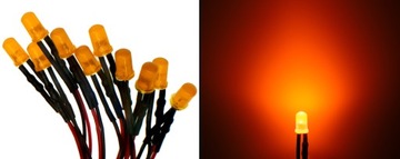 DIODY LED 24V 3mm MIX KOLORÓW i RODZAJÓW do wyboru - przewody 20cm | 10 szt