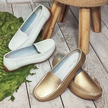 MOKASYNY DAMSKIE ZE SKÓRY NATURALNEJ MIĘKKA WKŁADKA 38