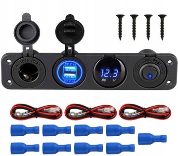 GNIAZDO ZAPALNICZKI SAMOCHÓD WOLTOMIERZ 2x USB 12V