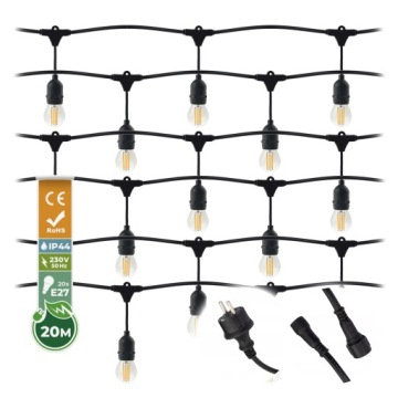 Садовая гирлянда для беседки сарая Цепь 20м 20xE27 + лампочки