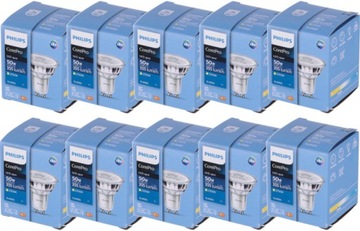 PHILIPS ZESTAW 10x Żarówka LED GU10 4,6W = 50W 2700K CIEPŁA 36° 355lm 230V