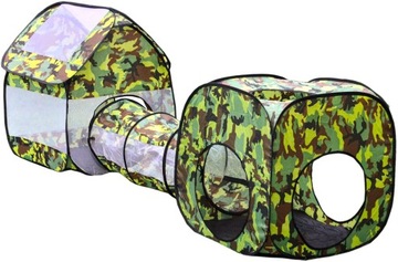 Военная садовая палатка с туннелем Моро, 2x детский домик для сада на террасе