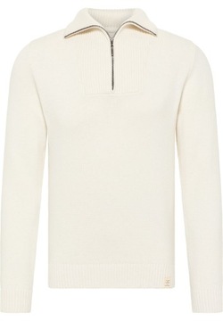 Sweter męski Mustang Emil T Zipper ecru rozpinany pod szyją r. XL