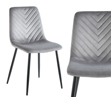 Krzesło Velvet SZARE do BIURA SALONU Styl LOFTOWY Metalowe Nogi FURNITEX