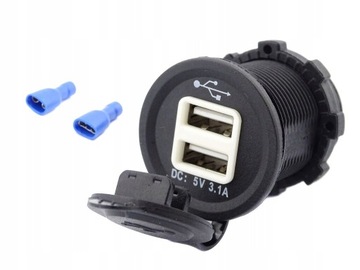 МОТОЦИКЛОВАЯ РОЗЕТКА 2X С ПОДСВЕТКОЙ USB 12В 24В