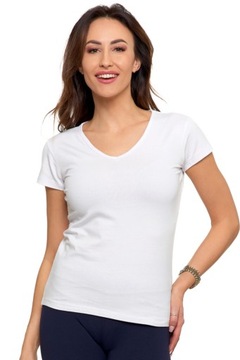 ЖЕНСКАЯ БЕЛАЯ ФУТБОЛКА, ХЛОПКОВАЯ ФУТБОЛКА С КОРОТКИМИ РУКАВАМИ BASIC MORAJ R.S.