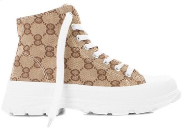 BEŻOWE WYSOKIE TRAMPKI PALLADI 40