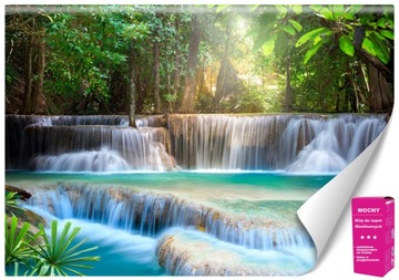 Fototapeta Nowoczesna 3D Las Wodospad do Salonu
