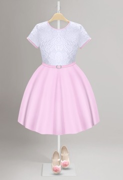 Торжественное платье-болеро, ЭЛЕГАНТНОЕ кружево MARYSIA 128 розовый RIMKO POLSKA