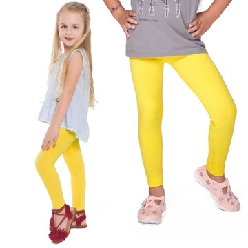 KLASYCZNE LEGGINSY DZIEWCZĘCE Z BAWEŁNY ŻÓŁTE 104