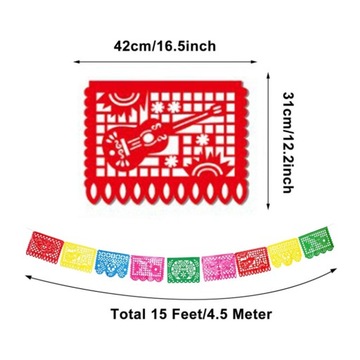 Baner na imprezę meksykańską Fiesta wiszący baner Kolorowy 9 wzorów 15 w stylu C