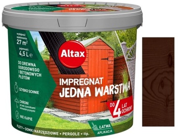 ALTAX IMPREGNAT JEDNA WARSTWA DO DREWNA OGRODOWEGO BRĄZ 4.5L