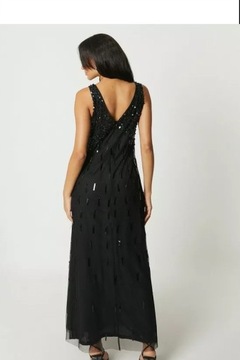 Dorothy Perkins NG6 ekf czarna prosta maxi sukienka zdobienie cekiny S