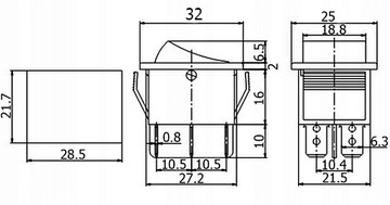 Кулисный ПЕРЕКЛЮЧАТЕЛЬ KCD2 16А 250В с подсветкой