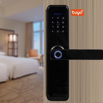 ЭЛЕКТРОННЫЙ ДВЕРНОЙ ЗАМОК, РУЧКА, КОД+RFID+ОТПЕЧАТКИ ПАЛЬЦЕВ TUYA SMART WIFI