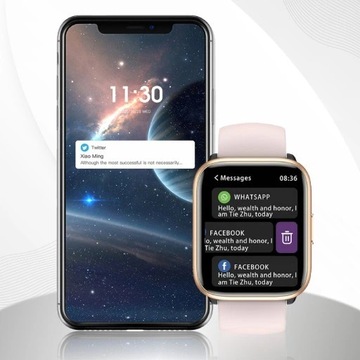 SMARTWATCH Damski Zegarek 3D WODOODPORNY POŁĄCZENIA POLSKIE MENU SPORT PULS