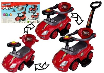 Mega Car 3in1 Red Ride-On с толкателем