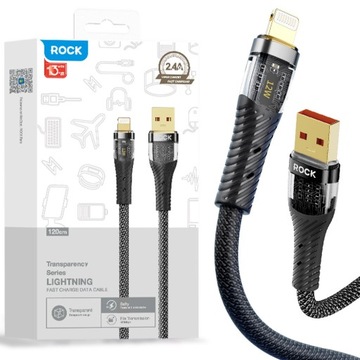 Kabel 1,2m 12W do iPhone 14 13 12 PRO X XR 8 7 USB-LIGHTNING Przewód ROCK