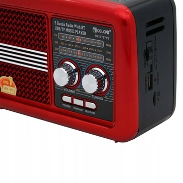 RADIO COLON KUCHENNE PRZENOŚNE SOLARNE USB RETRO RX-BT978S CZERWONE