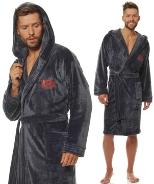 SPORTOWY WYJĄTKOWY MIŁY SZLAFROK MĘSKI Z KAPTUREM XXL