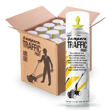 Farba do malowania linii AMPERE TRAFFIC PAINT ŻÓŁTY 12szt. profesjonalna