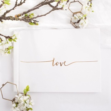 Свадебная ГОСТЕВАЯ КНИГА с надписью Love GOLD